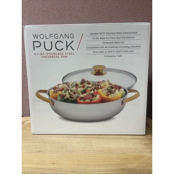 Wolfgang Puck 4.7 Quart Covered Pan Stainless Steel Oven Safe with Glass Lid - Picture 1 of 6